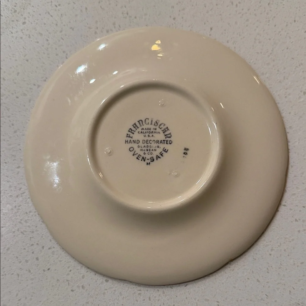 Franciscan Cream Plate with Red and Green Apple Design
